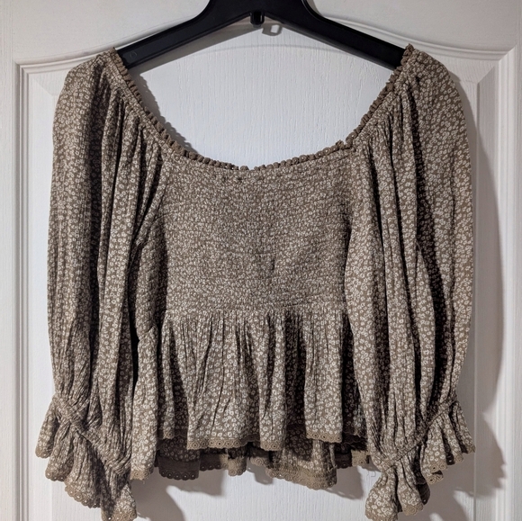 NWT Free People | Brittnee Printed Top In Tropical Nut - Picture 4 of 13